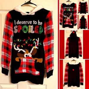Reindeer Christmas Knit Hoodie Sweater